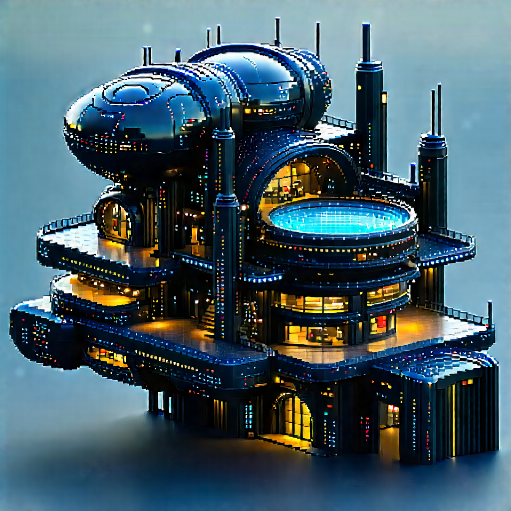 (futuristic:1.25) Innovation Hub With Futuristic Building