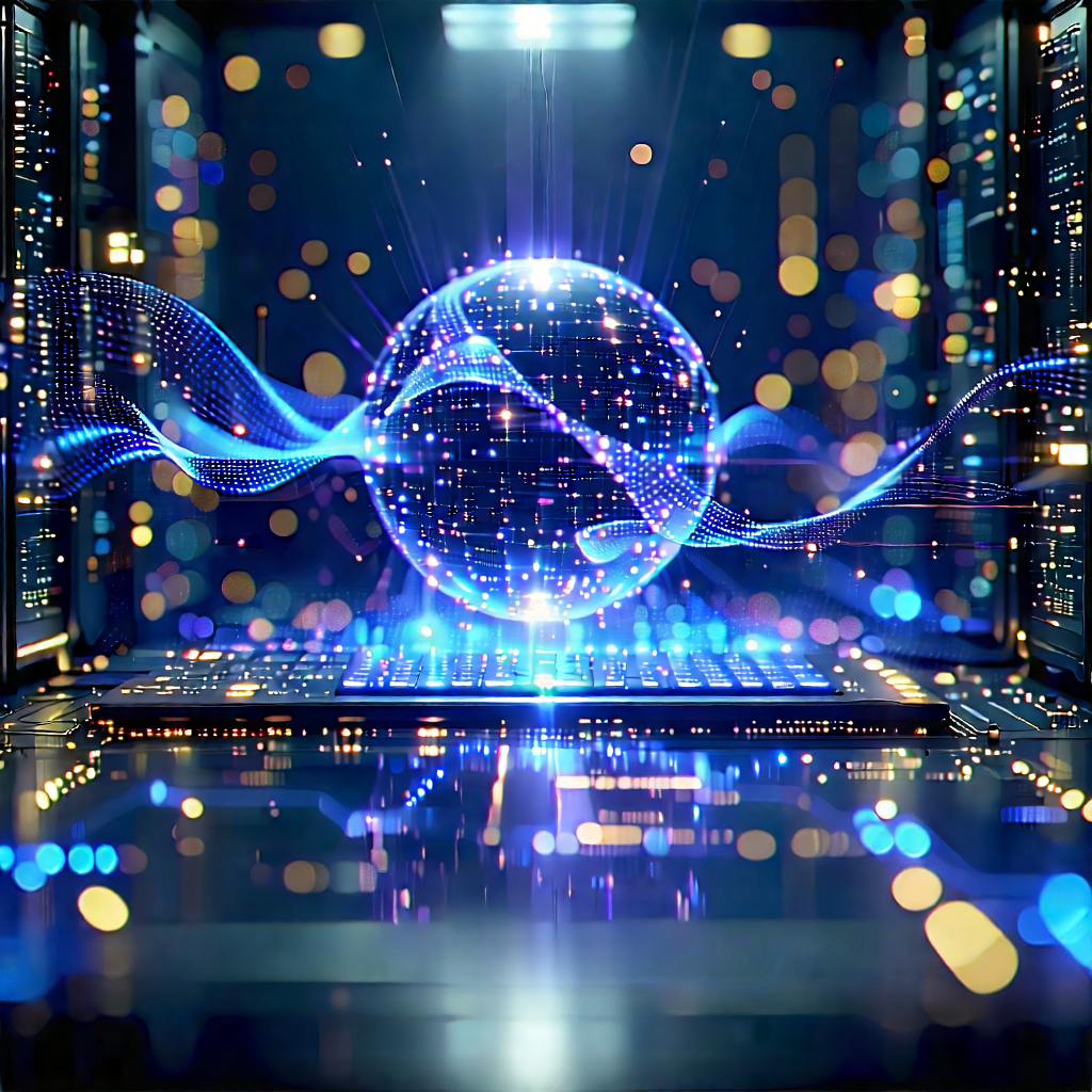 Quantum Computer With Data Streams With Image, There
