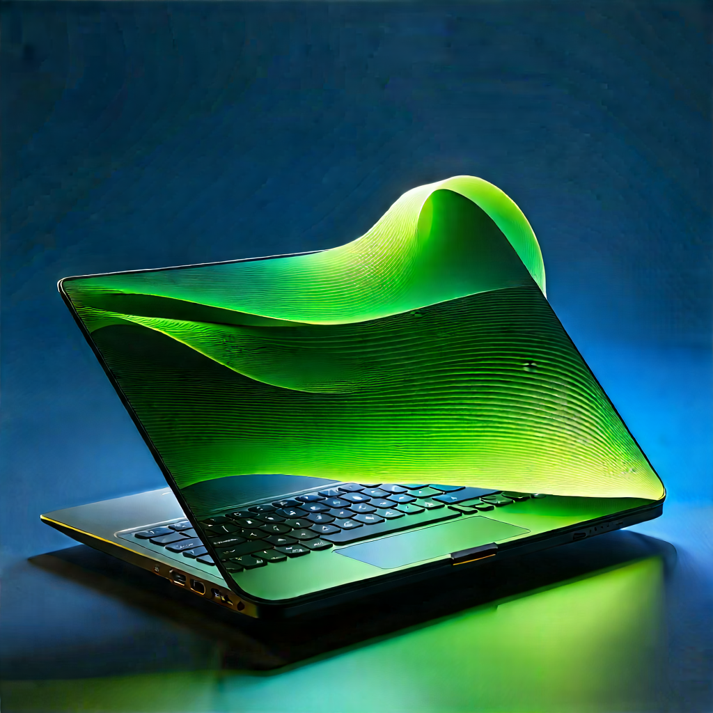 Laptop With Digital Artwork With Laptop Computer