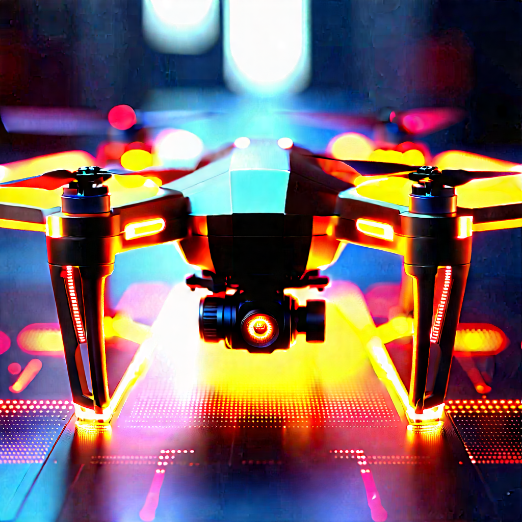 Drone With Glowing Screen With Black Yellow