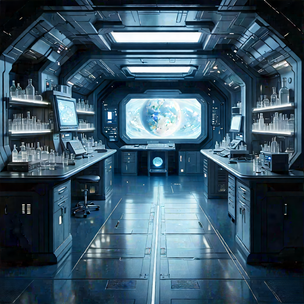 Futuristic Research Laboratory With Image, There