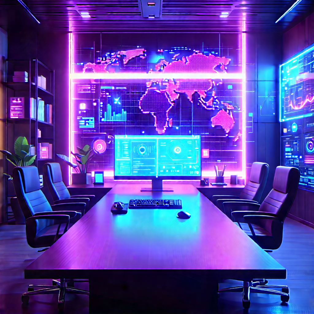 Futuristic tech startup office
