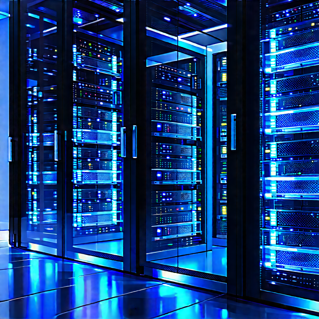 Server Rack With Blue Light (glow:1.36) With Image, There