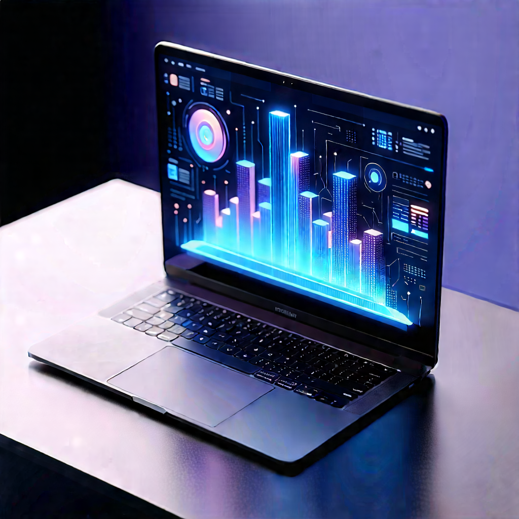 Laptop With Data Visualization With Laptop Computer