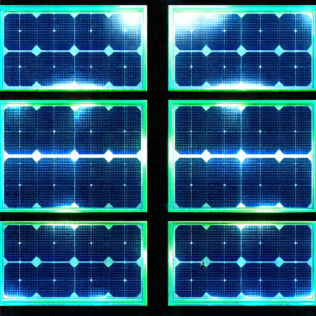 Solar panel with blue light glow