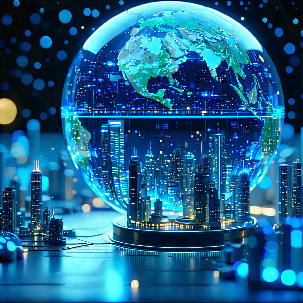 Artificial Intelligence Visualization With Large, Blue,