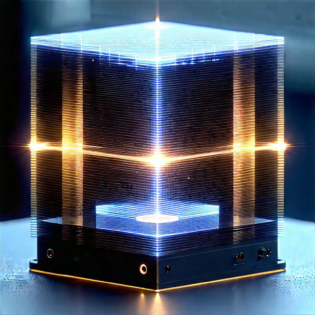 Quantum Computer With Laser Scanning With Blue Yellow