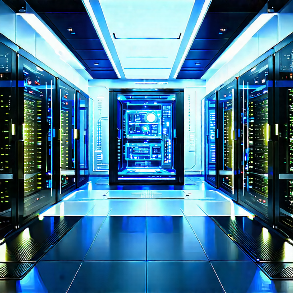 Futuristic Server Room With Large Room