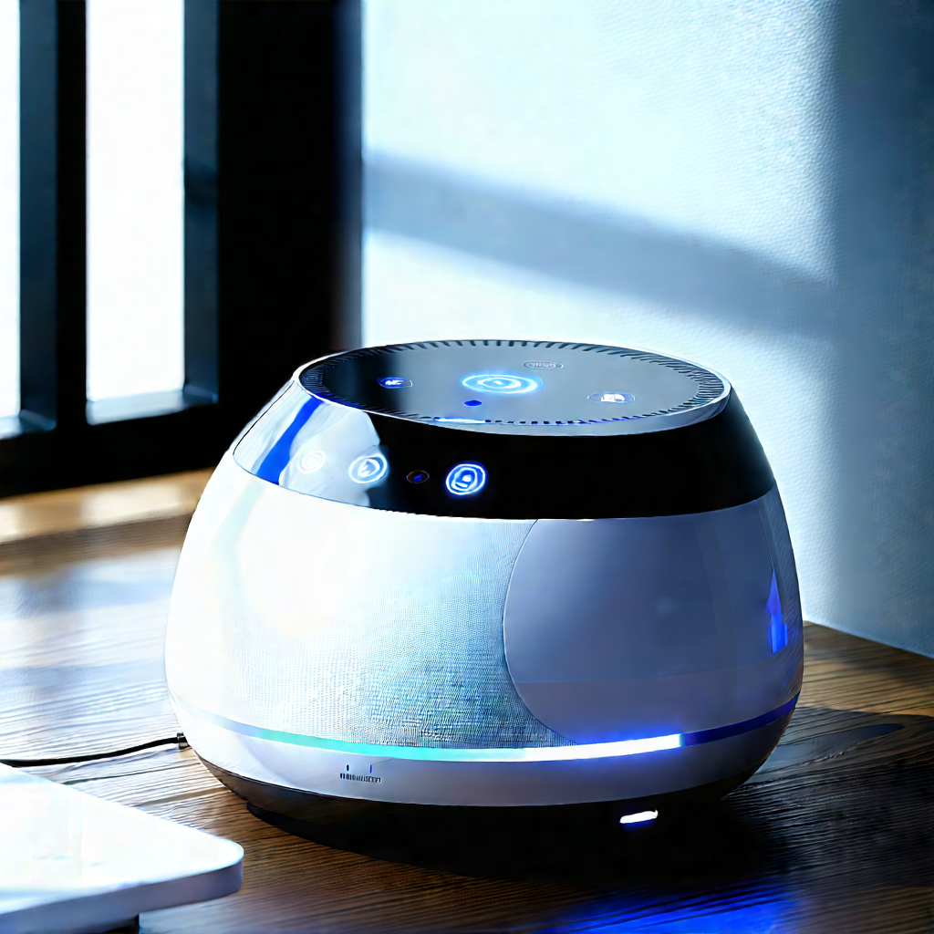 Smart Home Device With Data Visualization With White Blue