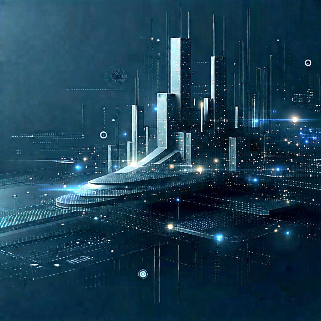 Big Data Visualization With Futuristic Cityscape,