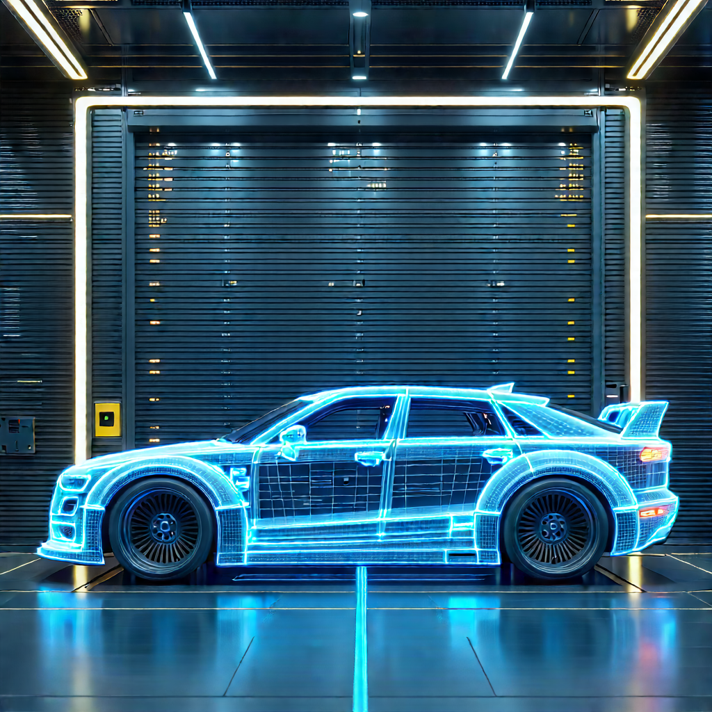 Automotive Technology In Manufacturing Facility With Blue Sports