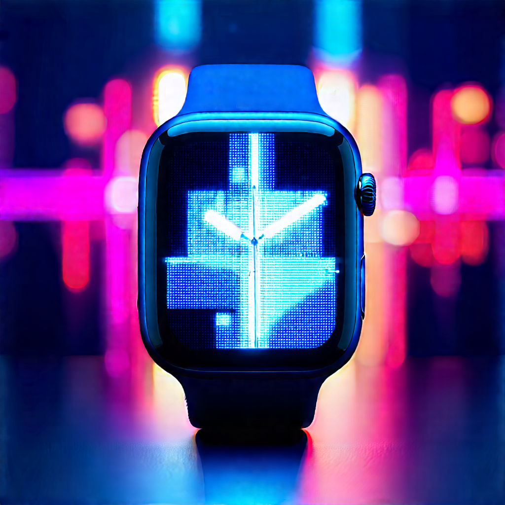 Smart Watch With Data Visualization With Close-up Blue