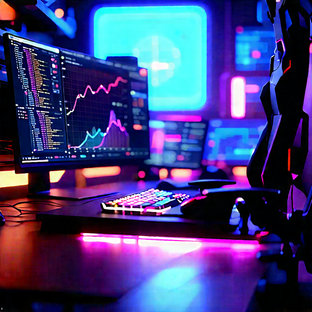 Futuristic Digital Workspace With Image, There