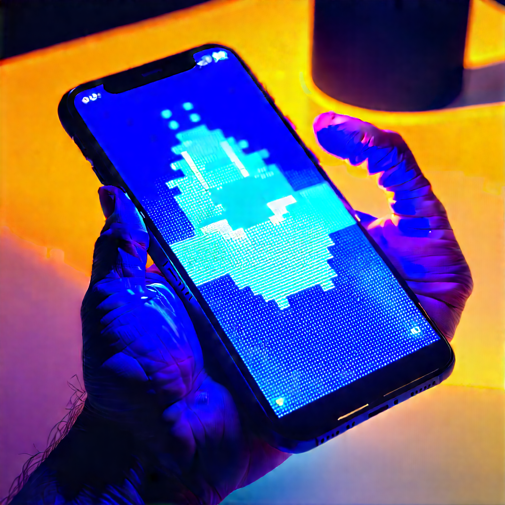 Smartphone with glowing screen
