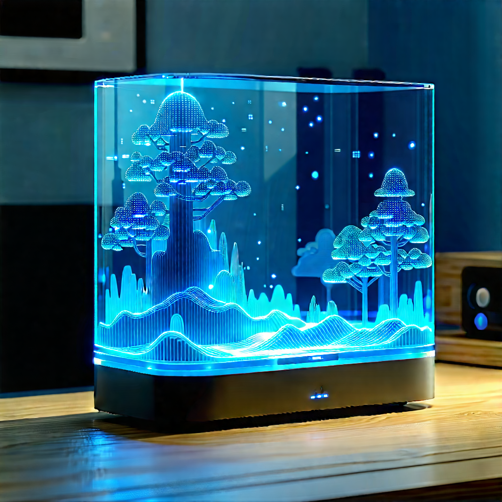 Smart Home Device With Data Visualization With Small, Blue,