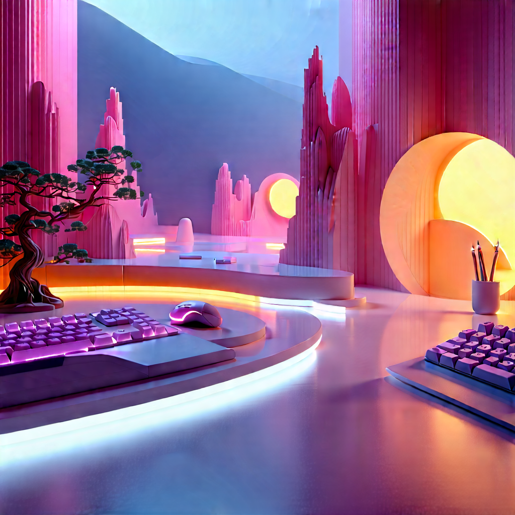Futuristic digital workspace