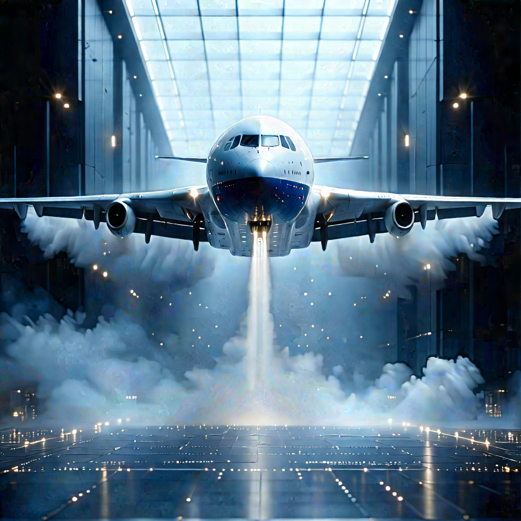 Aerospace Technology In Tech Office With Large Airplane