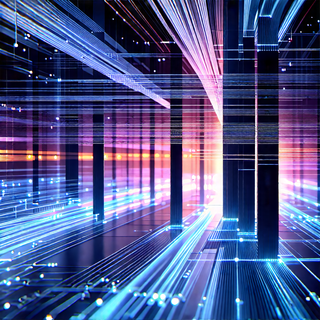 Close-up of fiber optic cables