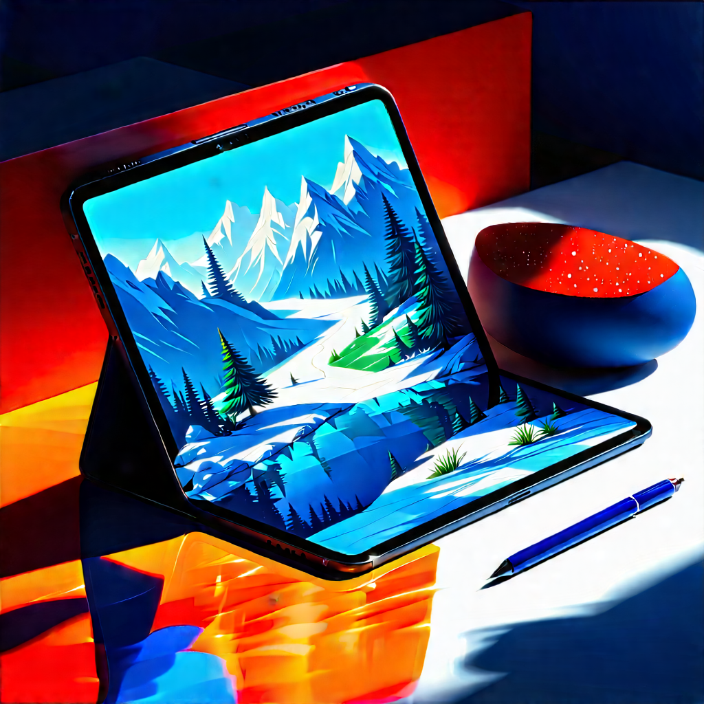 Tablet With Digital Artwork With Laptop Computer