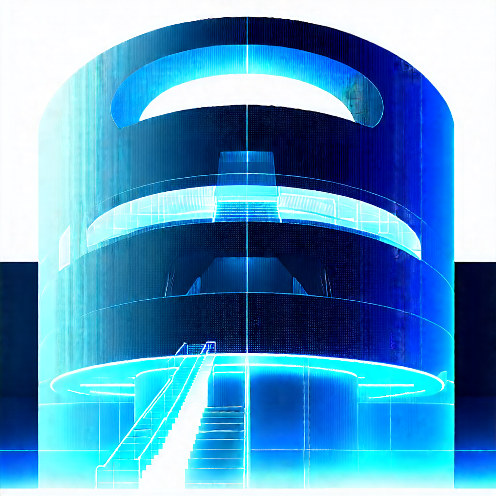 Futuristic Innovation Hub With Blue White