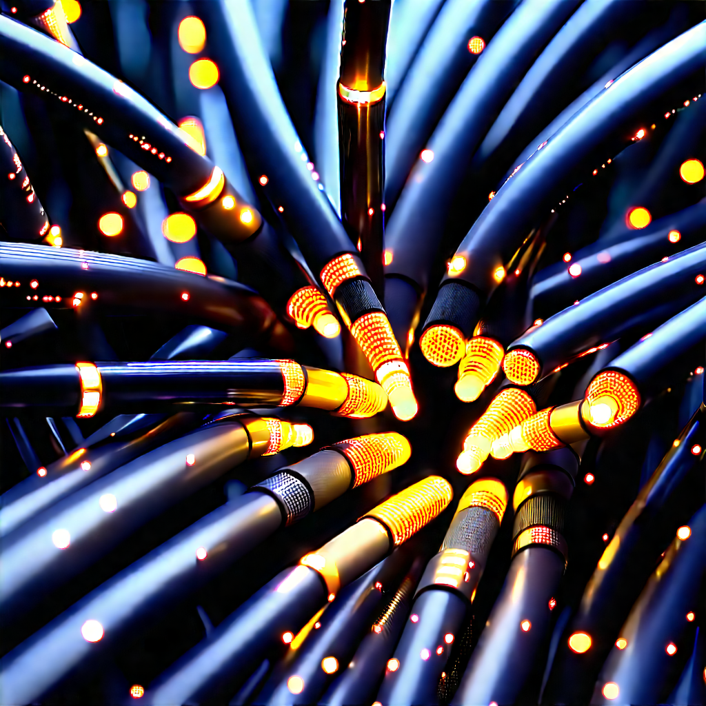 Close-up Of Fiber Optic Cables With Close-up Large