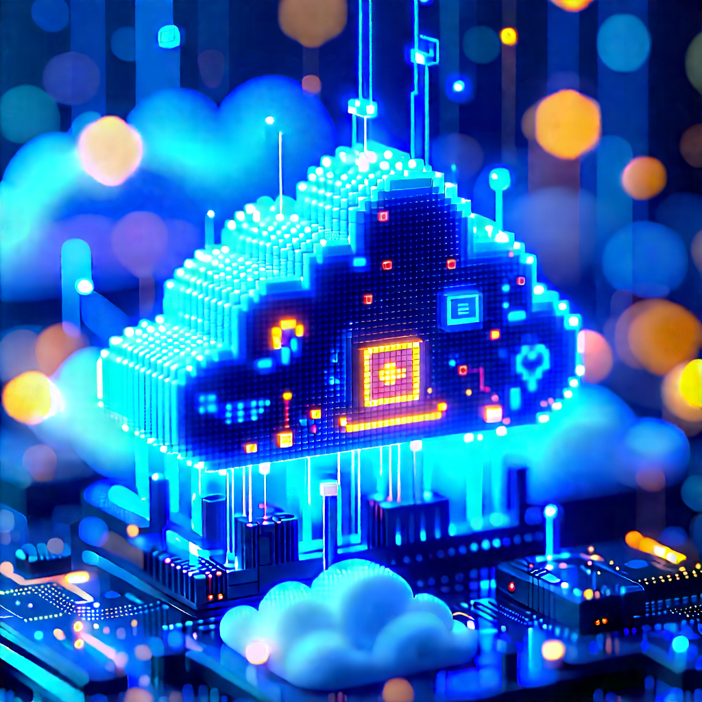 Cloud Computing Visualization With Large, Blue,