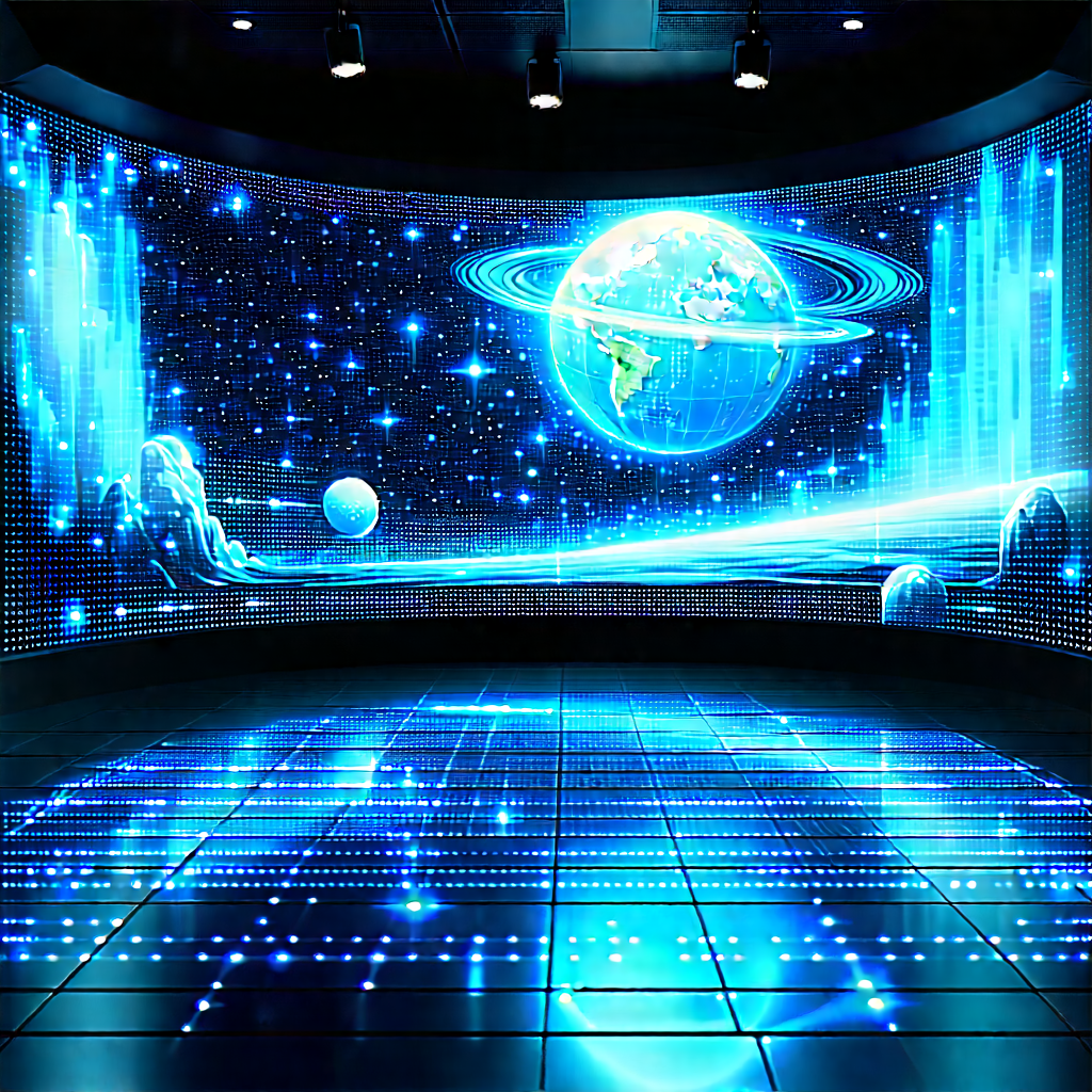Futuristic Tech Startup Office With Large, Blue,