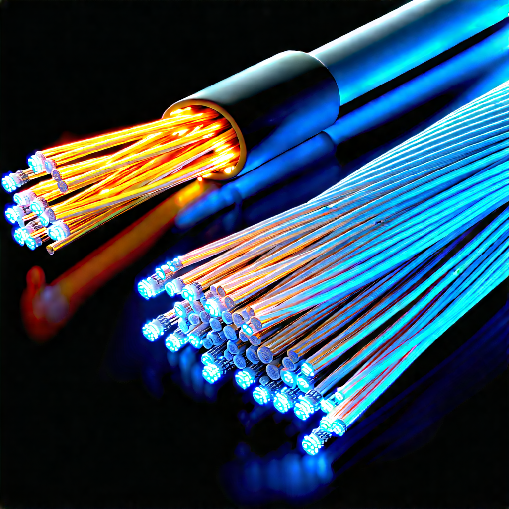 Close-up Of Fiber Optic Cables With Close-up Bunch