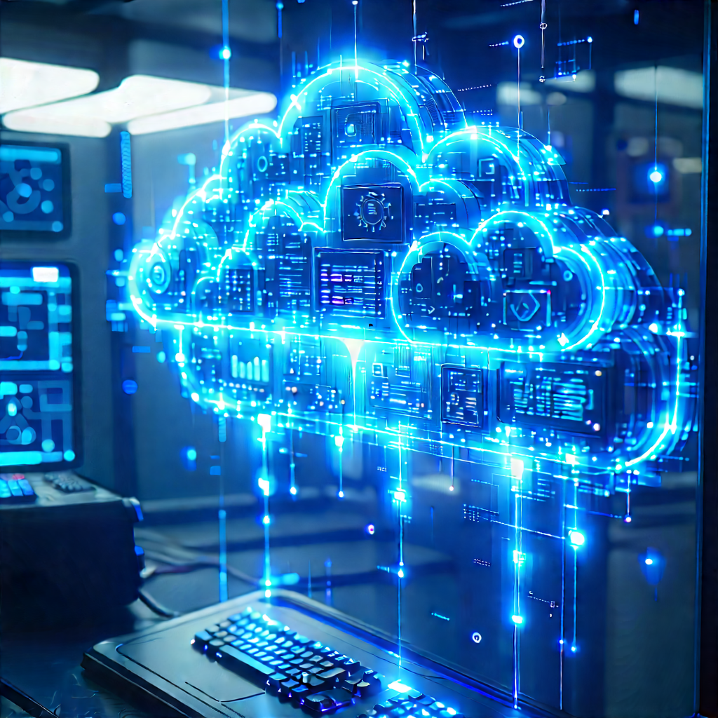Cloud Computing Visualization With Computer Monitor