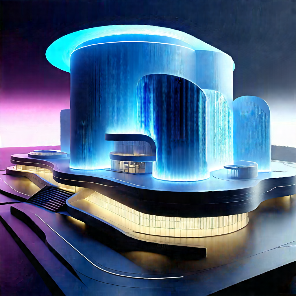 (futuristic:1.23) Innovation Hub With Blue White