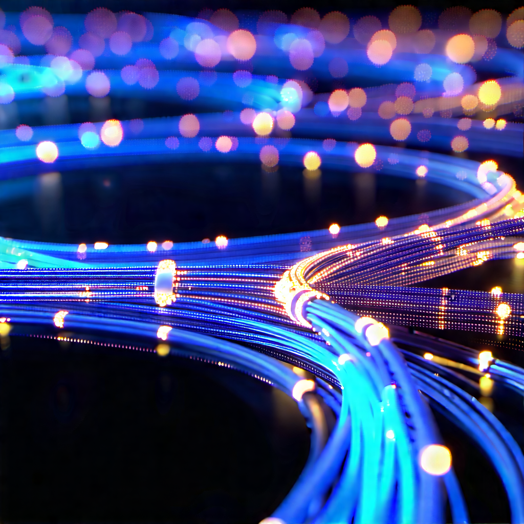 Close-up Of Fiber Optic Cables With Image, There