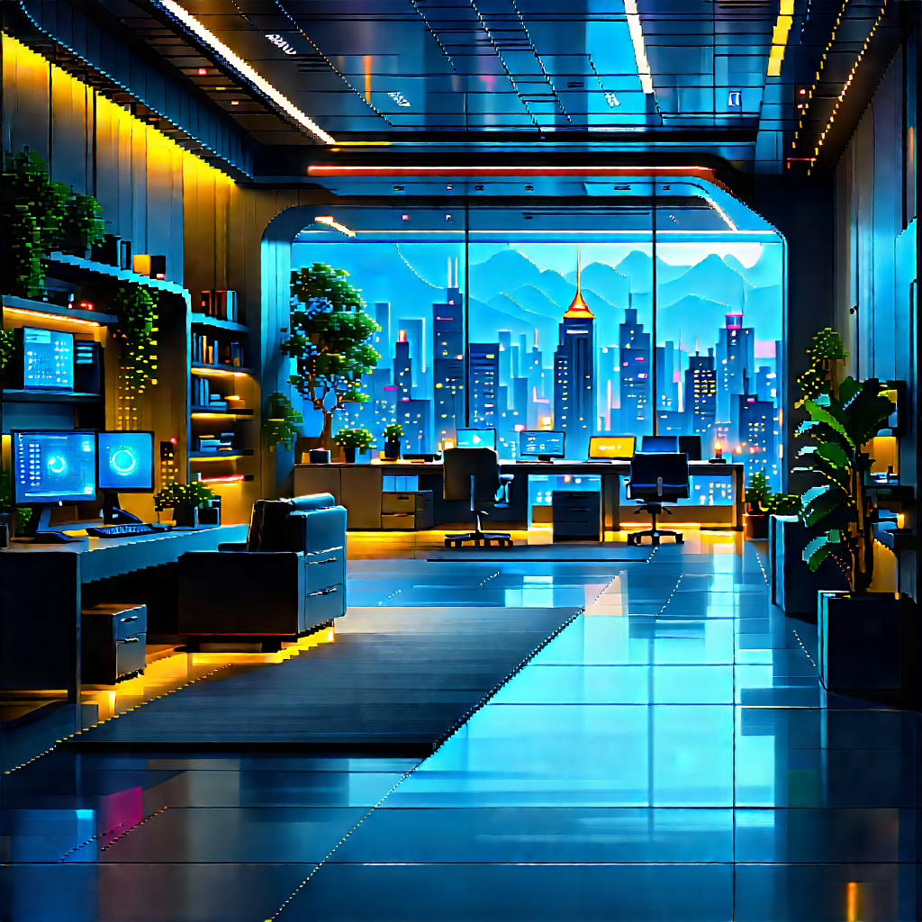 Futuristic Tech Startup Office With Image, There