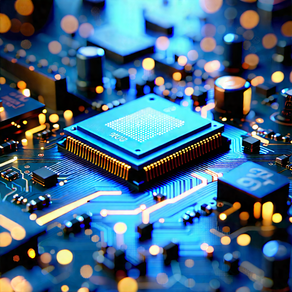 Close-up Of Electronic Circuit With Close-up Computer