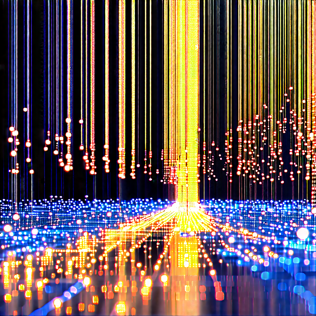 Close-up Of Fiber Optic Cables With Close-up Brightly