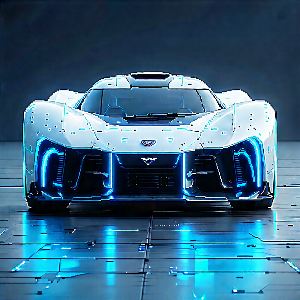Innovative Electric Vehicle (design:1.44) With White Futuristic