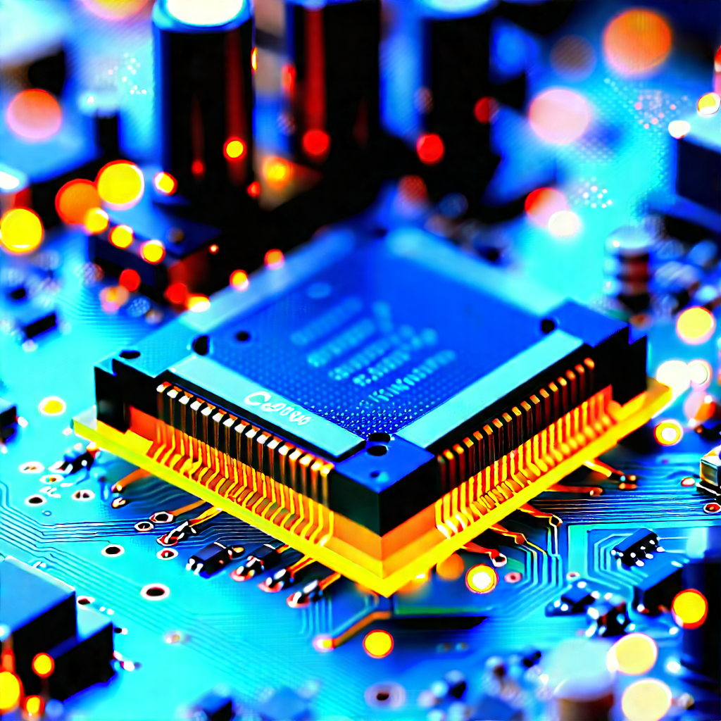 Close-up Of Electronic Circuit With Close-up Computer