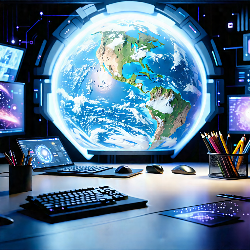 Futuristic tech startup office