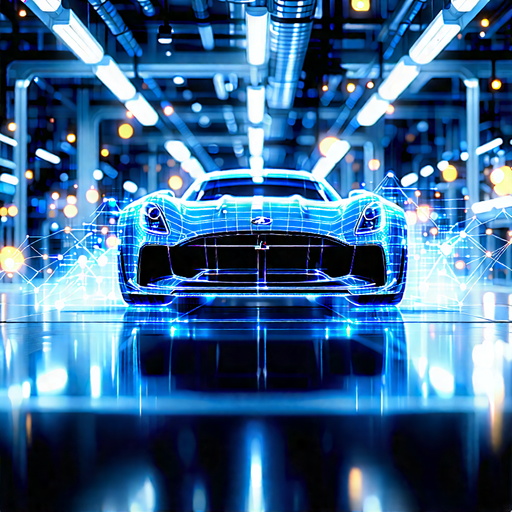 Automotive Technology In Manufacturing Facility With Sleek, Blue