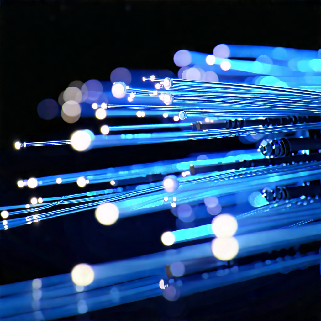 Close-up Of Fiber Optic Cables With Close-up Blue