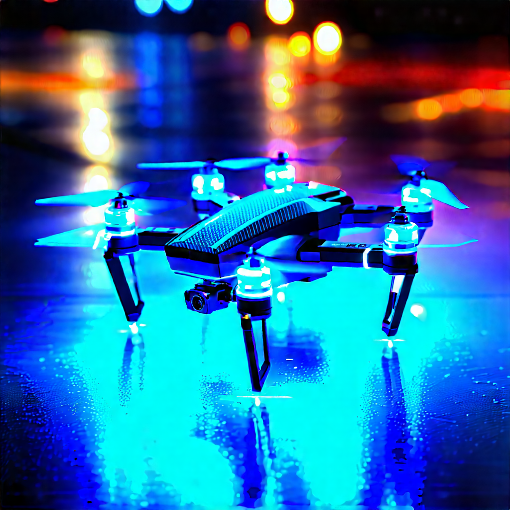 Drone With Glowing Screen With Blue Drone
