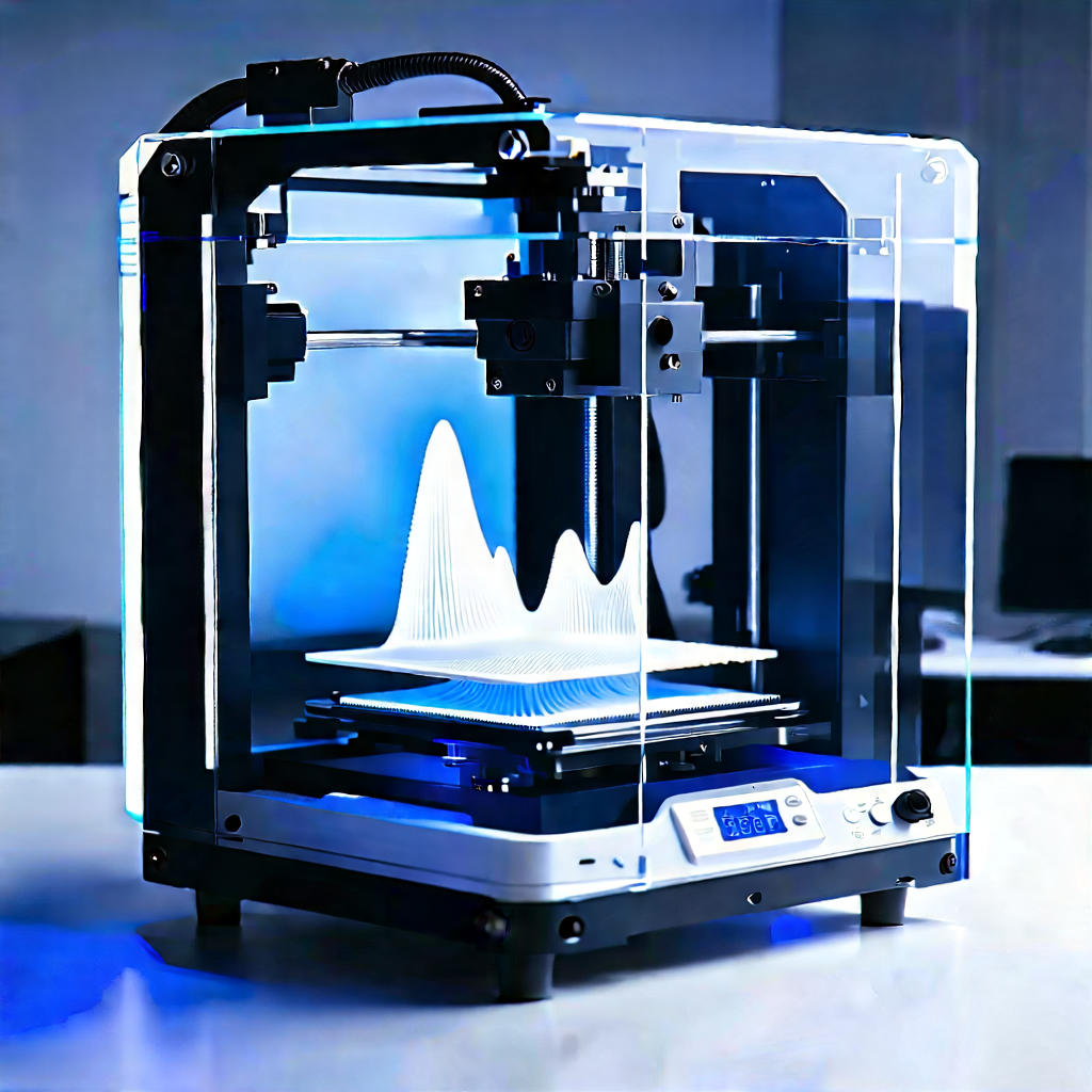 3d Printer With Data Streams With Printer Sitting
