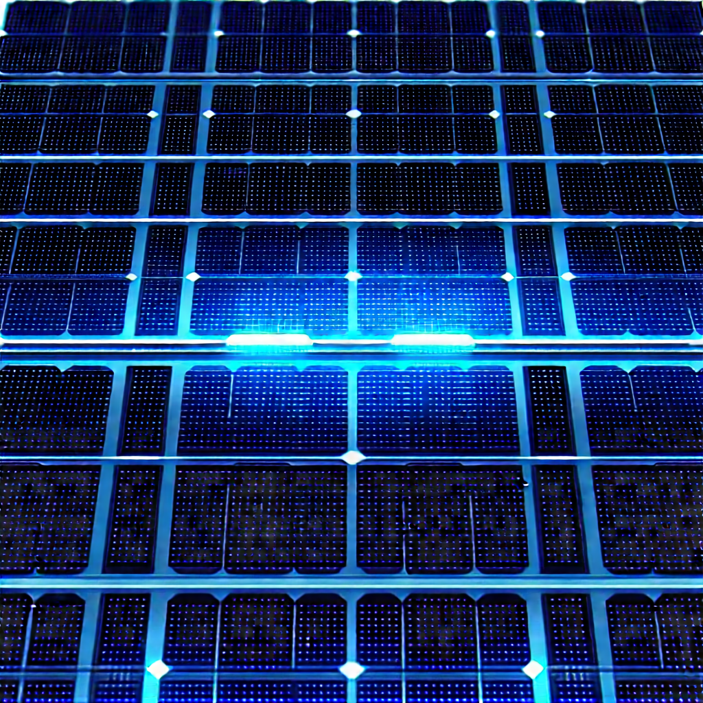 Solar Panel With Blue Light Glow With Blue Solar