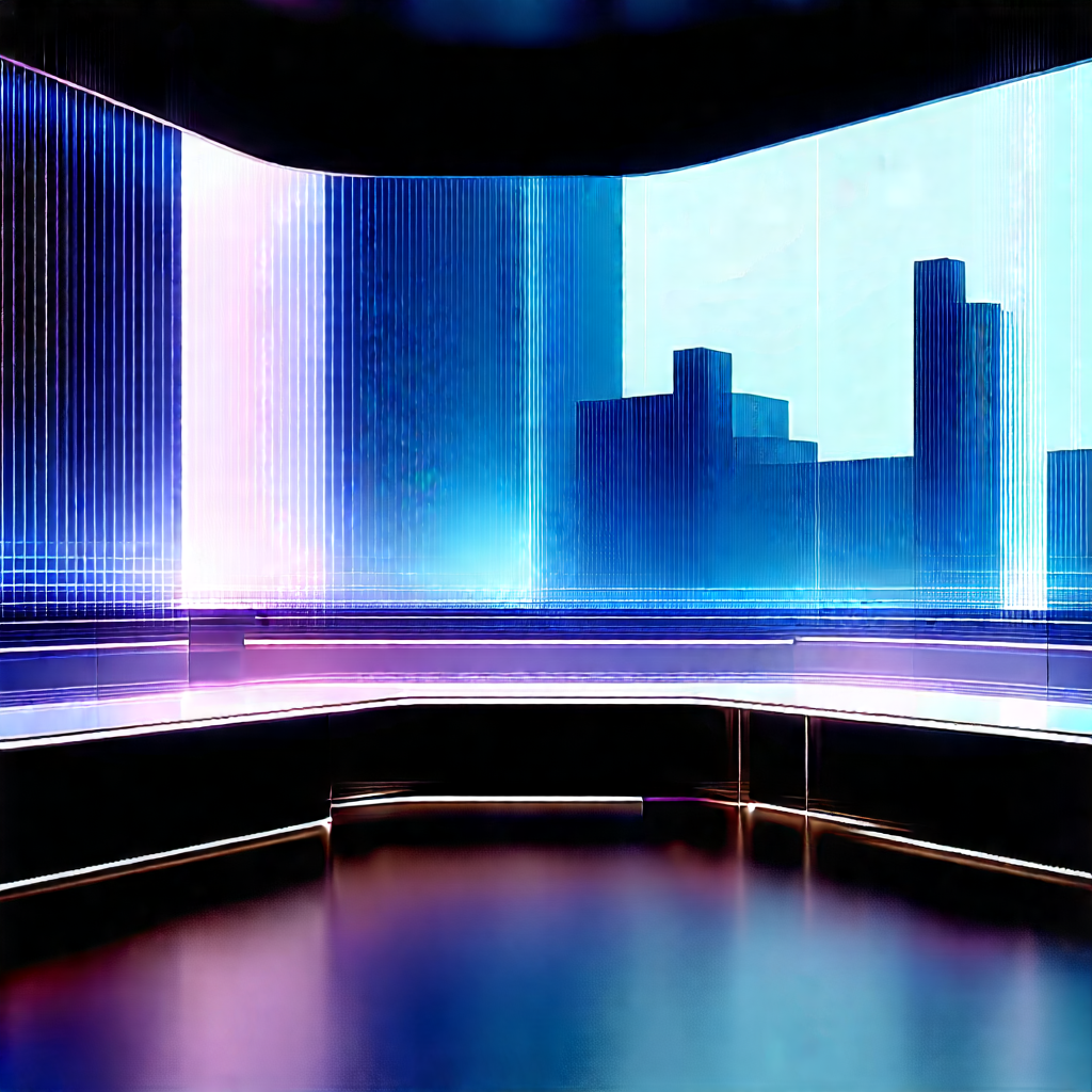 Futuristic (digital:1.12) Workspace With Large, Modern