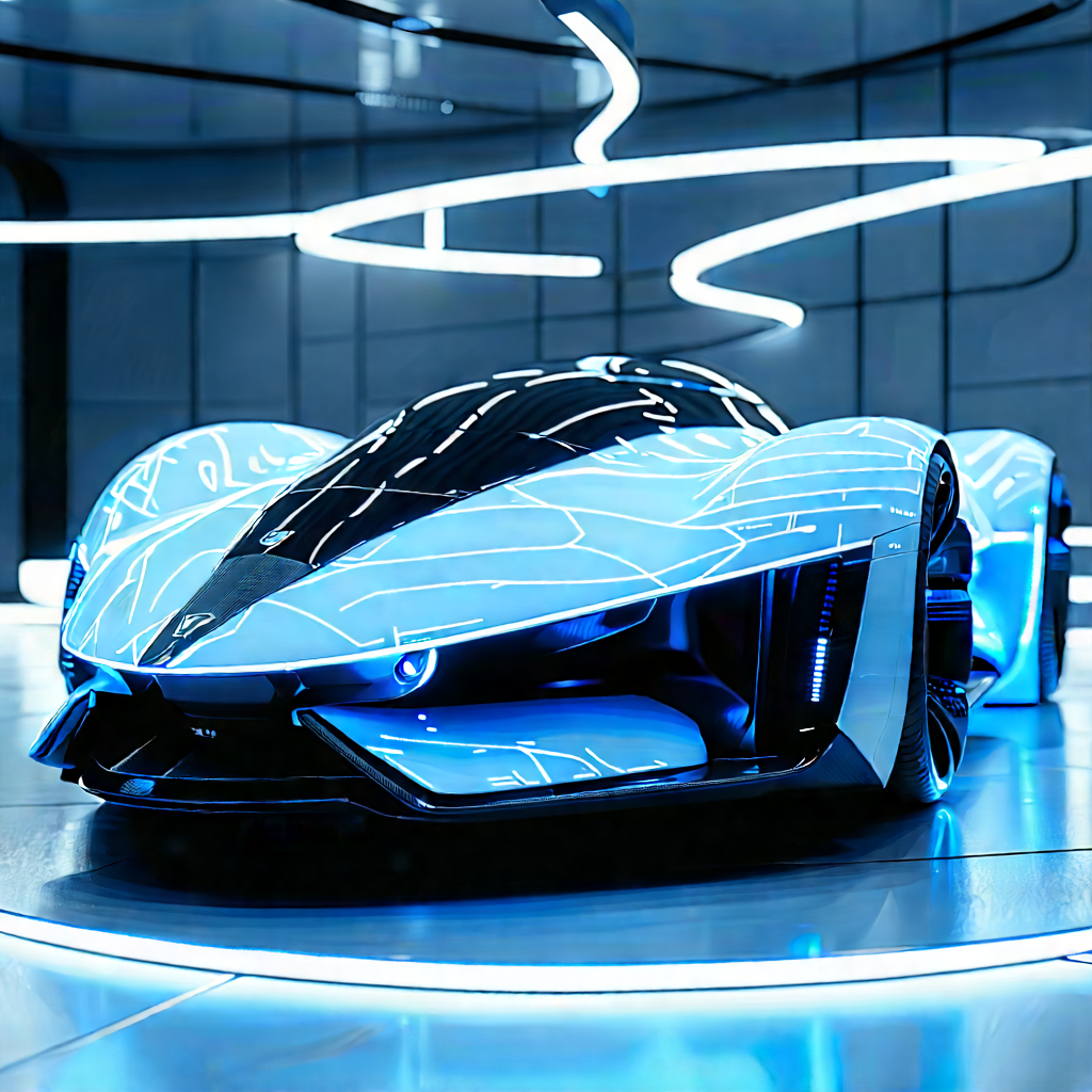 Innovative Electric Vehicle Design With Futuristic Blue
