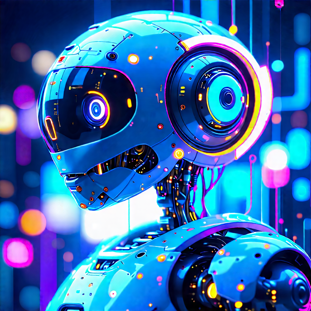 Robot With Neon Accents With Futuristic Robot