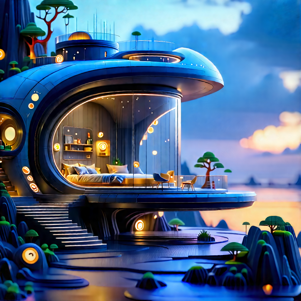 (futuristic:1.12) Smart Home With Image, There