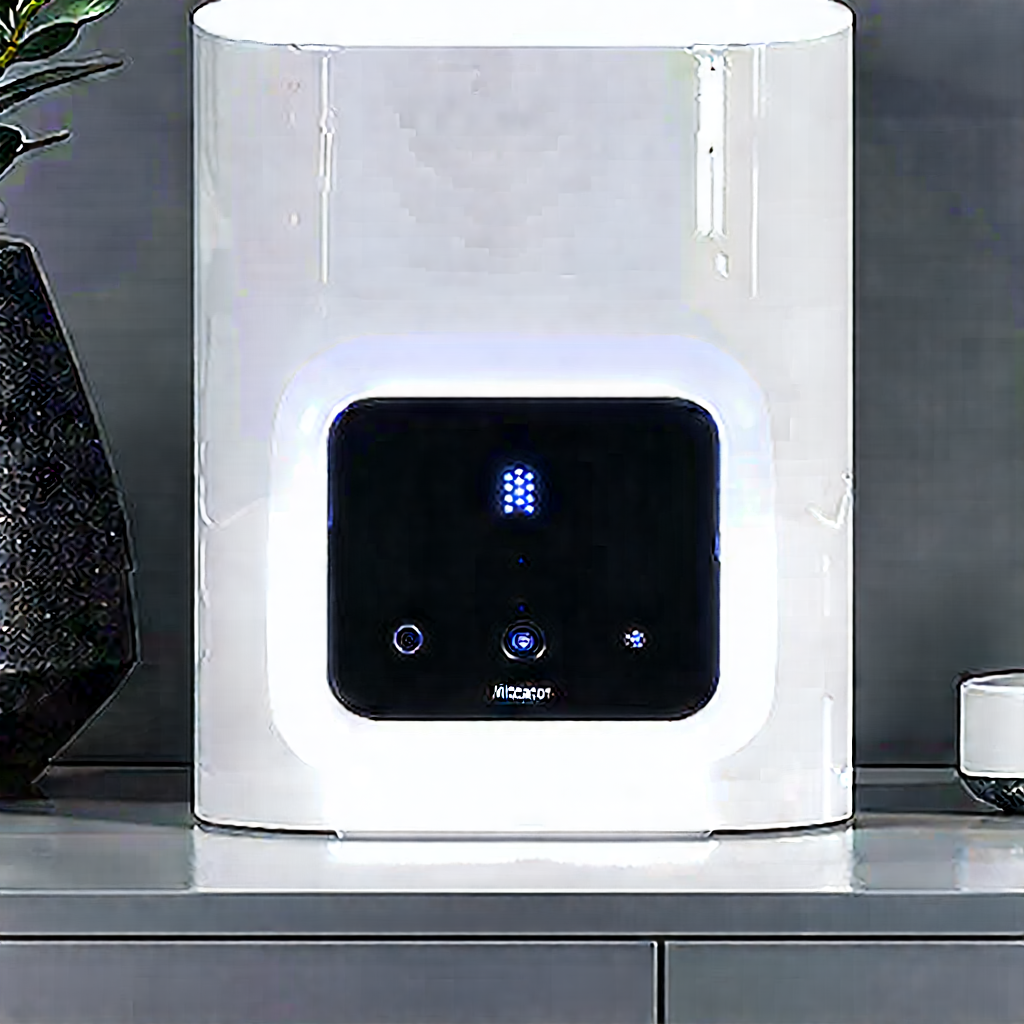 Smart Home Device With Glowing Screen With White Blue