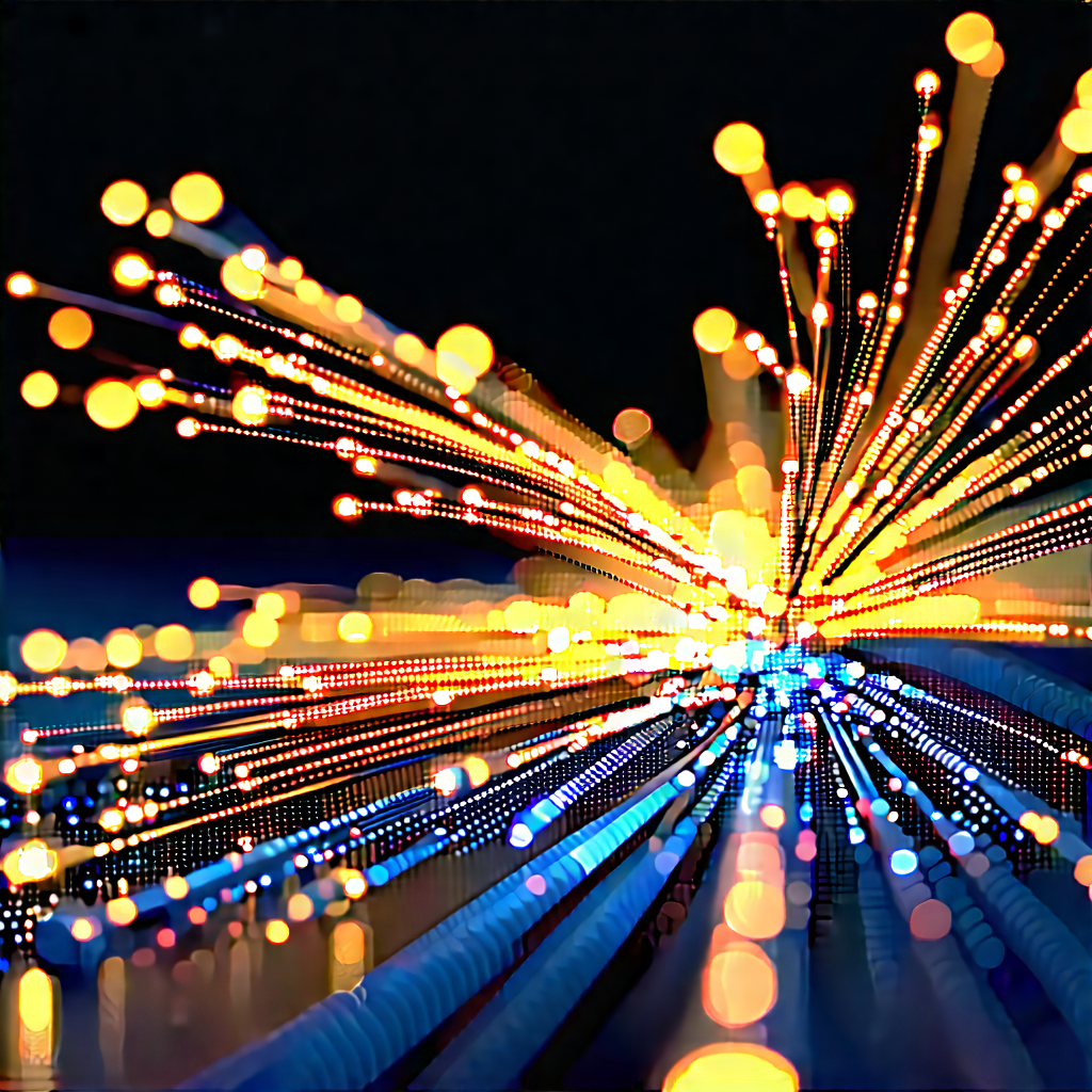 Close-up of fiber optic cables