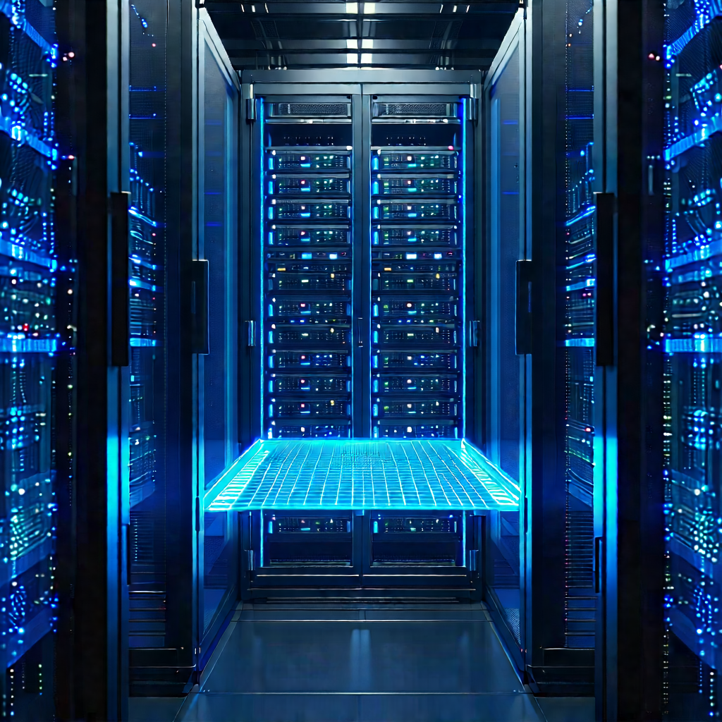 Server rack with holographic projection