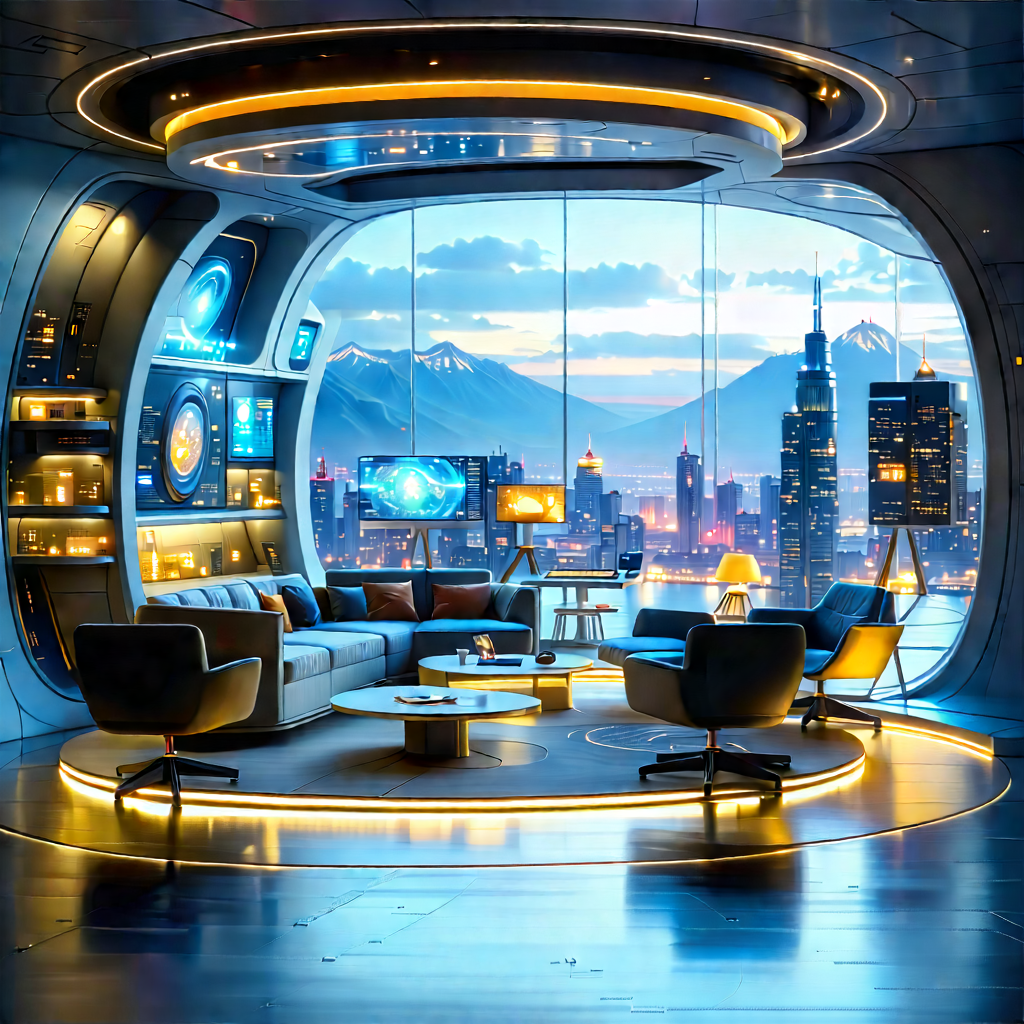 Futuristic Tech Startup Office With Image, There